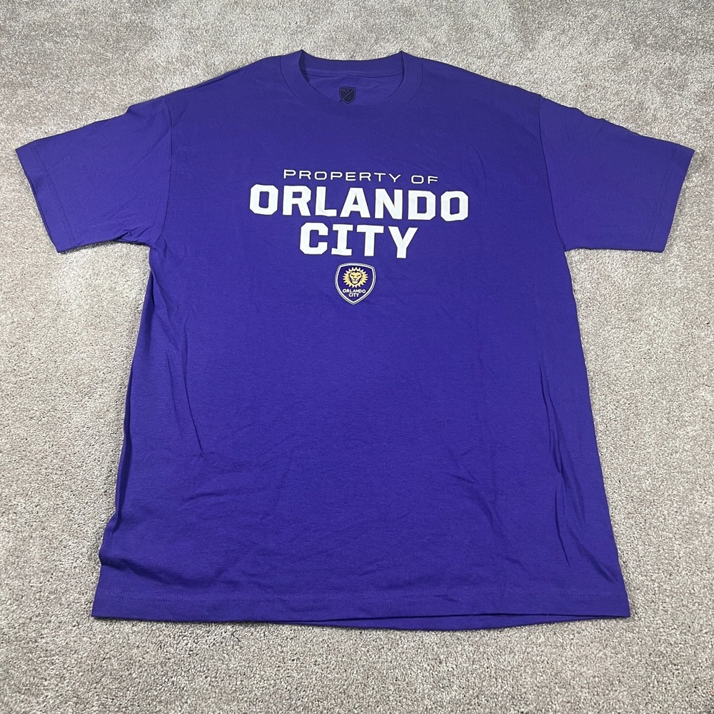 MLS Mens Size L Blue Youth Orlando City Crew‎ Neck Short Sleeve T-Shirt NWOT